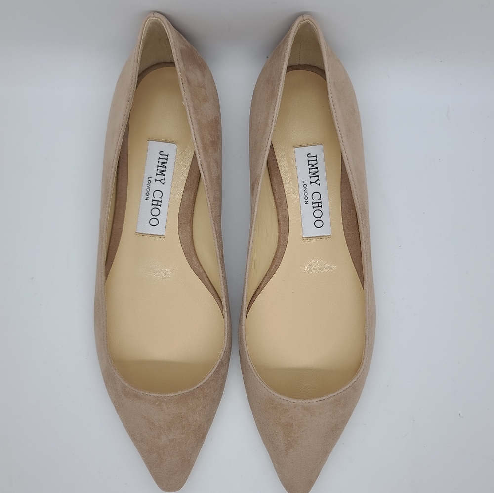 Jimmy Choo Romy Flat BNIB Beige Suede sz 36.5